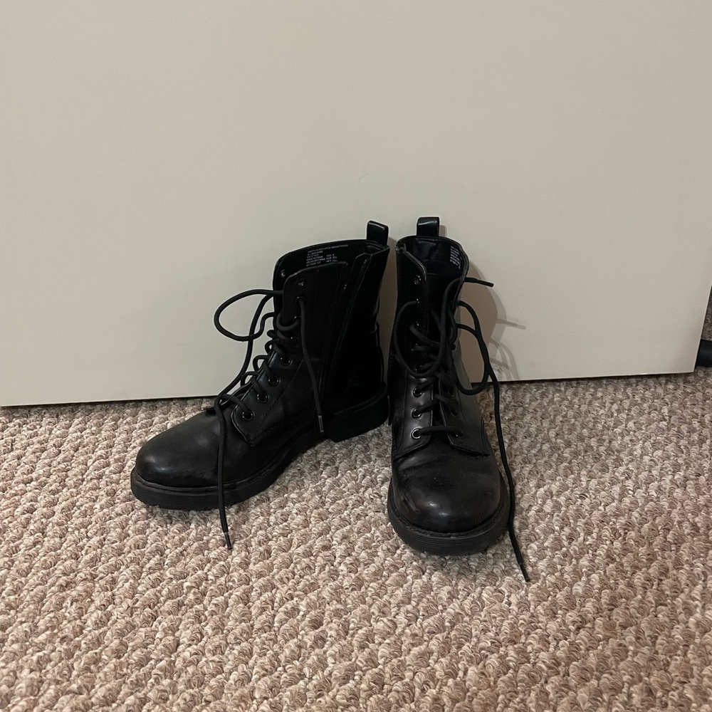 Combat lace up black boots